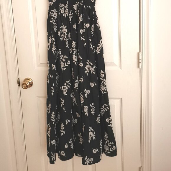 $130 NWT women Emerson Tie-Strap Maxi Dress Abercrombie Black embroidered XXSP - Picture 7 of 7